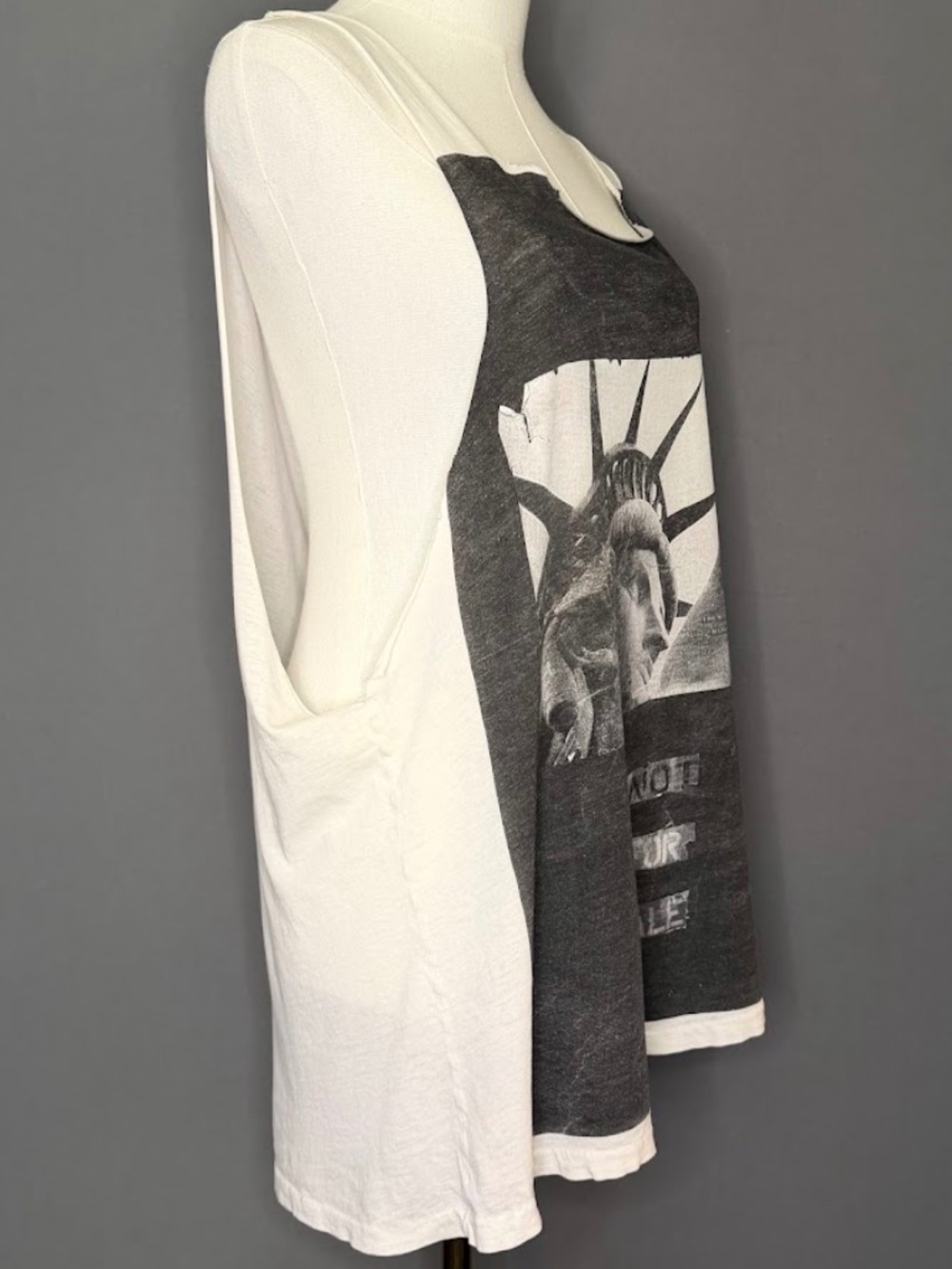 AllSaints Not For Sale Graphic Tank Top Size Large Oversized Distressed Art Tee - Picture 3 of 4